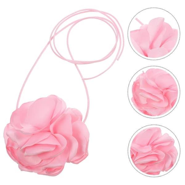 Blomsterhalskæde Choker med blomsterkrave til kvinder 3 stk. lyserødt tilbehør