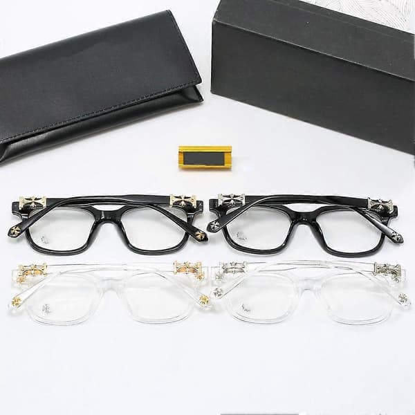 Klassiske firkantede briller for menn og kvinner Black gold frame One size
