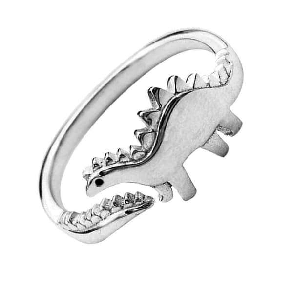 1 stk legering dinosaur design ring åpning dyr ring stilig finger tilbehør 2X2cm Silver
