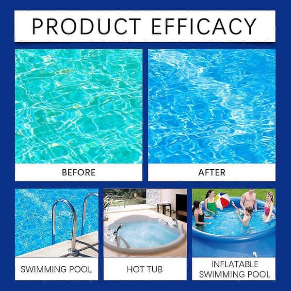 Poolrensetabletter 100 stk. Langsomt opløselige UV-stabiliserede til pools