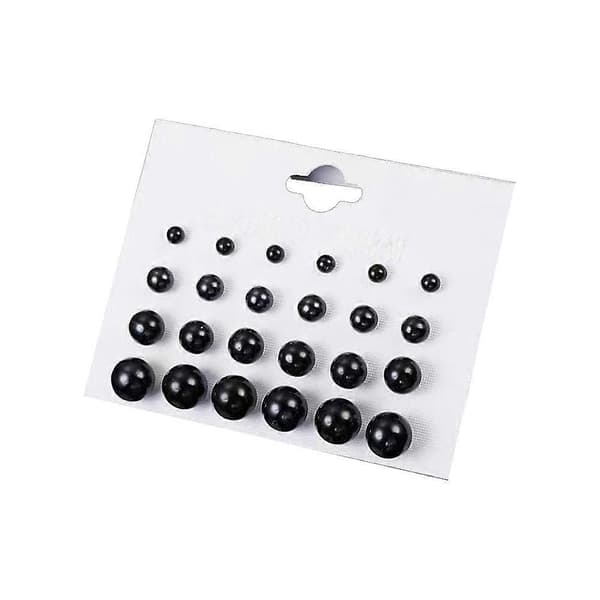 Ørestikker Falske Simulerede Øreringe Runde Kugleperler Sæt Ørestik O8E3 Black One size