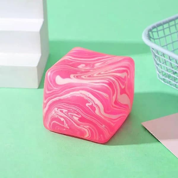 Marmoreret terning stressbold, TPR Squishy sensorisk legetøj til børn og voksne D
