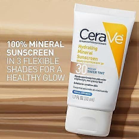 SPF 30 Mineral Solkrem for Ansikt + Sminkeforberedelse Lett, Hydrerende Solbeskyttelse SPF 30