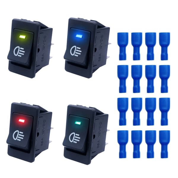 ASW-17D LED Bilbryter Ettermontering Tåkelysbryter Vippebryter Båtformet Hovedlysbryter 12V 35A
