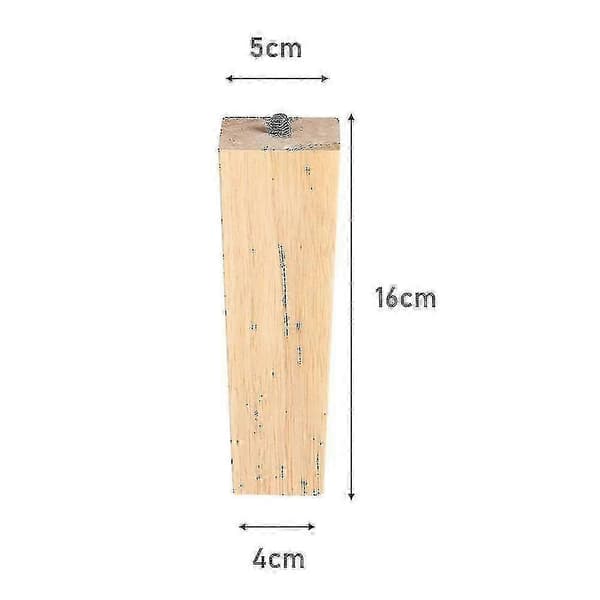 sæt med 4 firkantede møbelben i egetræ 16cm