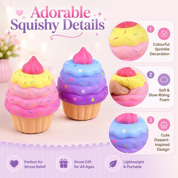 2 stk. fløde-squishy, sensoriske fidget-genstande til stresslindring, blødt tekstureret flødeformet design