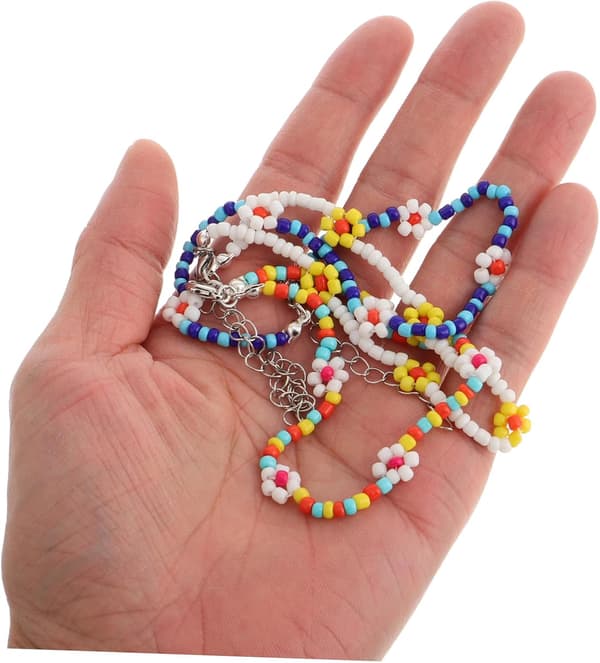 3 stk. risperle-ankellenker for ferie, boho-perleankellenker, søte perleankellenker, tusenfrydblomst-armbåndssmykker
