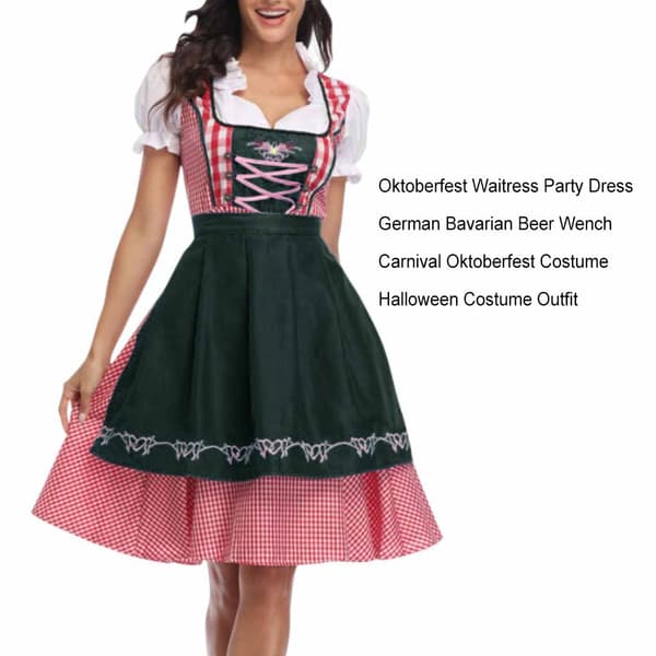 Oktoberfest Klänning Dam Förkläde Servitris Klänningar Bekväm Black L
