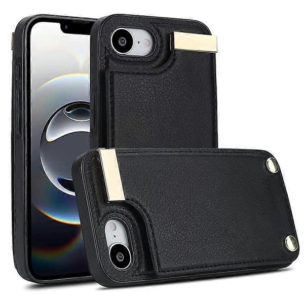 Compatible Case for iPhone 16e TPU + PU Leather Hardware Decor Phone Cover with Card Holder
