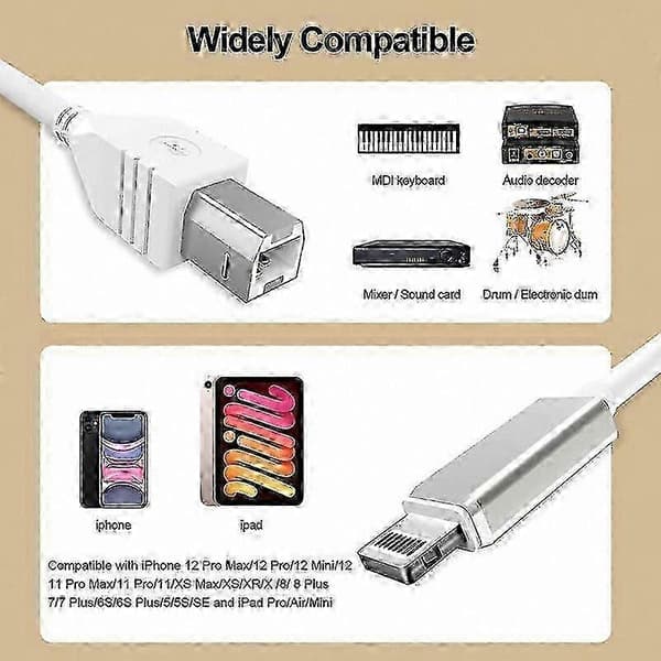 1m 8-stifts till USB-B MIDI-kabel för iPad /