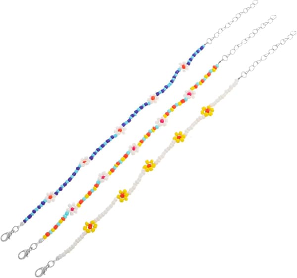3 stk. risperle-ankellenker for ferie, boho-perleankellenker, søte perleankellenker, tusenfrydblomst-armbåndssmykker