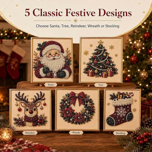 DIY Juleperle Diamantmaleri Kunstsett med Ramme 20*20cm Santa Claus
