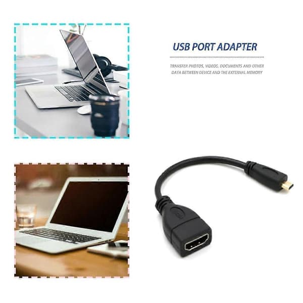 2st Micro HDMI-kompatibel hane till HDMI-kompatibel hona dataöverföringskabel, version 1.4 standard, stöder 1080p Svart
