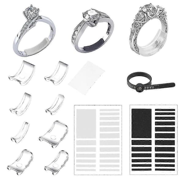 8 st ringstorleksjusterare för lösa ringar Transparent ringadapterkit med silverputsduk