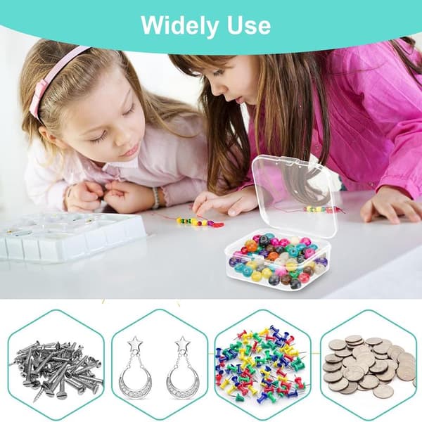 (5.5x5.5x2cm) 12-pack Small Transparent Plastic Storage Boxes with Lids - for Pills, Beads, Jewelry