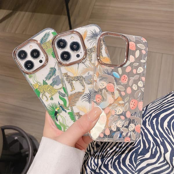 Glitterpulver Blomsterdeksel til iPhone 13 Pro Max Blomst S3