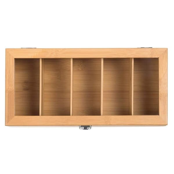 Bamboo Tea Organizer, Clear Acrylic Window for Easy Viewing, Versatile Wooden Box with Adjustable Compartments for All Your Needs, Eco-Friendly