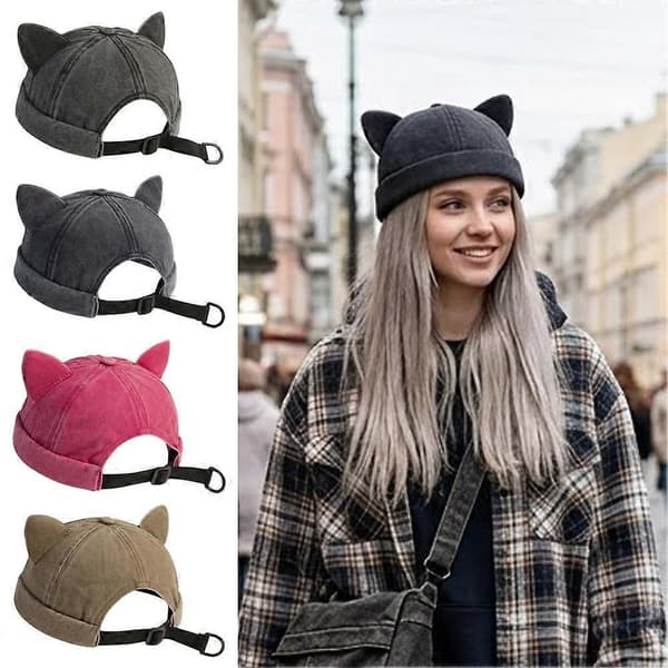 Katøre Docker Hat Søde Accenter Justerbar Sikker Pasform Uden Skygge Design Blue One size