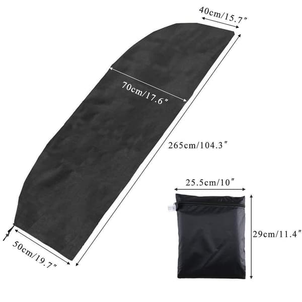 Ulkoneva aurinkovarjon suojus 2,7 m - 3,4 m, (265x40/70/50 cm) Bla