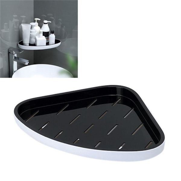 Triangle Bathroom Corner Shelf Waterproof Ventilated Plastic Wall Mounted Shelf for Shampoo Black