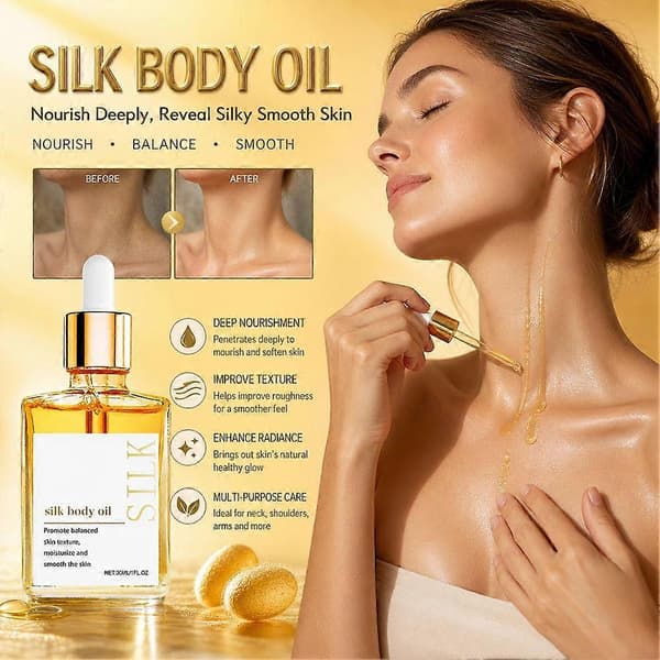 Silke Kroppsolje, Bade- og Dusjolje Glatt Hydrert Hud - 30ml / 1 fl.oz