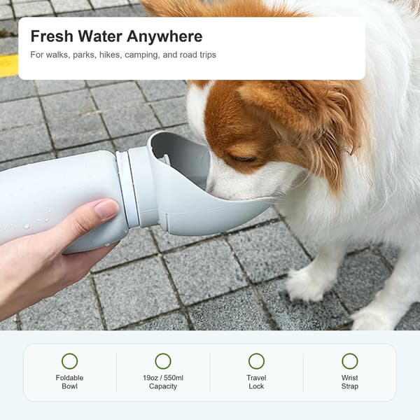 Bärbar vattenflaska för hund, 560 ml läckagesäker dispenser