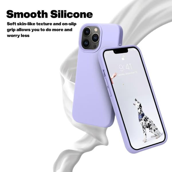LINJOU Designet for iPhone 13 Pro Max-deksel, støtsikkert slankt tynt silikondeksel (lys lilla)