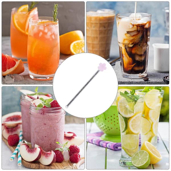 Rørestang i glass for røring 1 stk blomsterdesign melk kaffe juice muddler