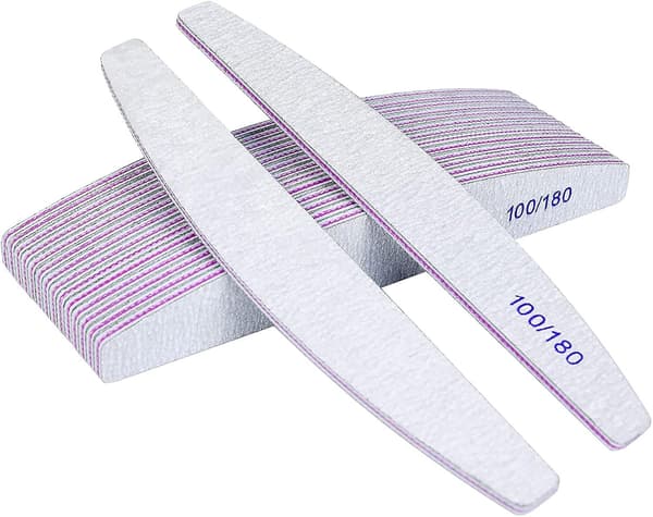 16 stk. dobbeltsidede neglefile - 100/180 grit vaskbare Vit