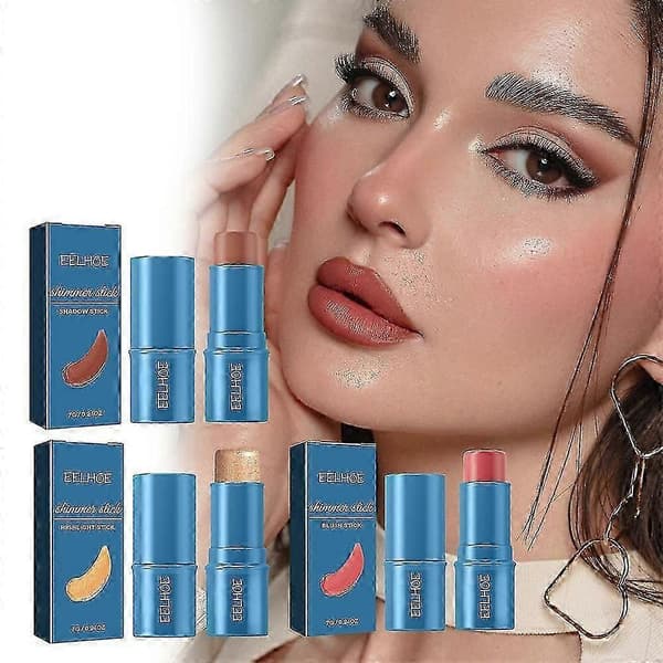 Multifunksjonell høyglans skygge blush stick tredimensjonal