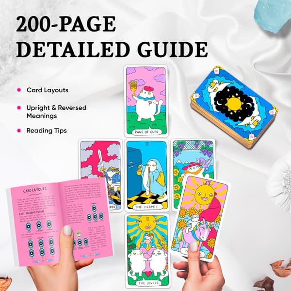 Cat Tarot Cards with Guidebook - Unique 78-Card Tarot Deck - Beginner-Friendly - Beautiful and Modern Tarot Decks for Cat Lovers and Enthusiasts