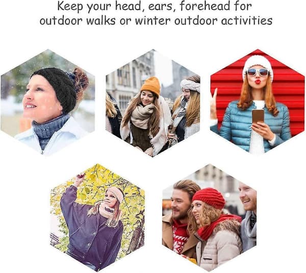 Vinterstrikket pannebånd (svart-1)