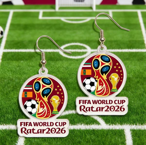 5 par 2026 VM Akryløreringe: FIFA World Cup Trophy Fan Tilbehør