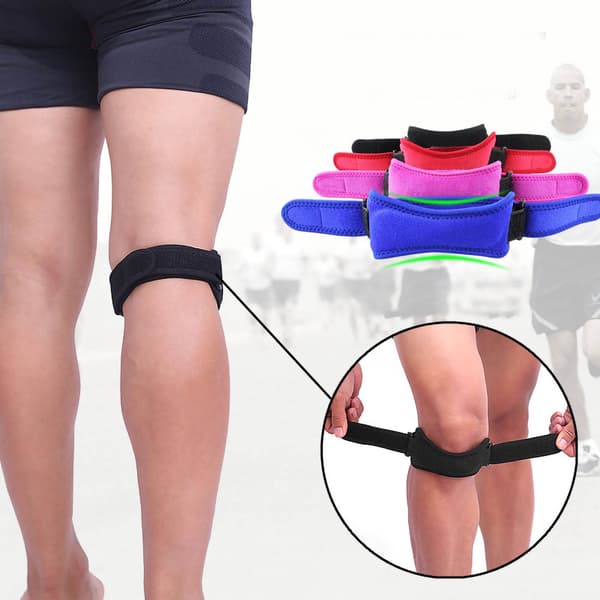 Petella Knee Pads Split Shock Absorption Pressure Adjustable Size Patellar Tendon Support Strap Blue