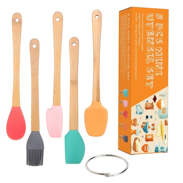 Small Spatulas for Kitchen Use, Mini Silicone Spatula, Small Rubber Scraper, Heat Resistant Small Spatula for Baking Cakes with Plastic Handle