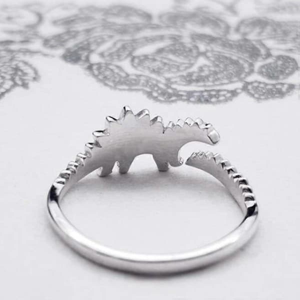 1 stk legering dinosaur design ring åpning dyr ring stilig finger tilbehør 2X2cm Silver
