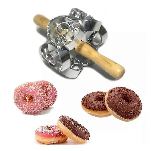 Donutform, Donutudstikkere, Donutforme til bagning, 6-hulrums rustfrit stålform Round donuts