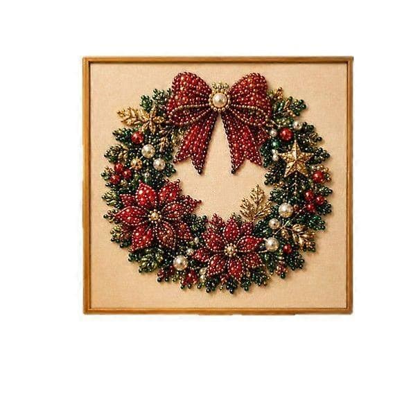DIY Juleperle Diamantmaleri Kunstsett med Ramme 20*20cm Wreath