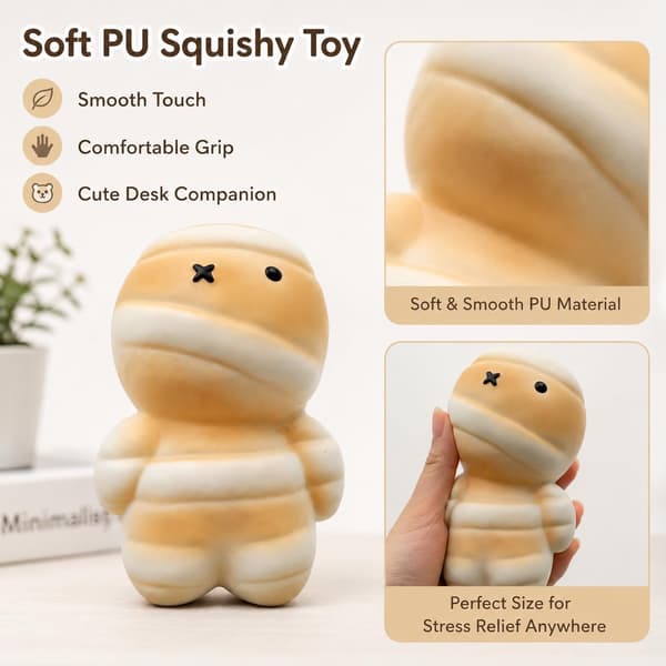 Brun mumie squishy legetøj, langsomt stigende PU-skum skrivebordsfidget