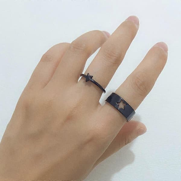 5 par/sæt hjerte/stjerne ring til kvinder mænd par matchende bedste ven Silver