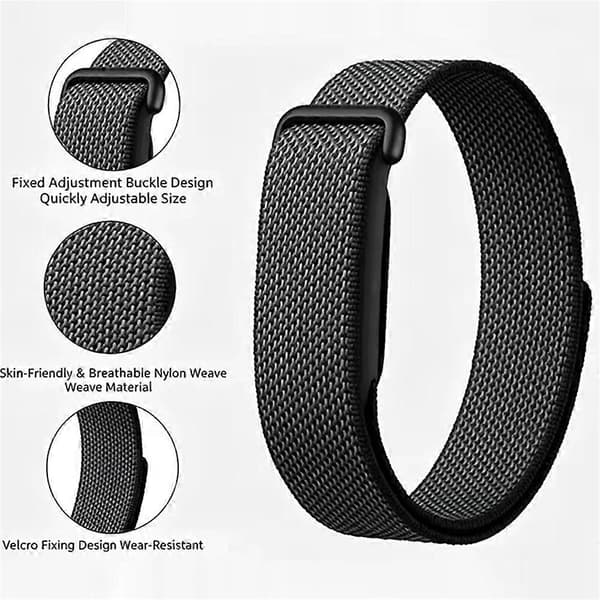 Kompatibel med Google Fitbit Air Andningsbart Nylon Loop Band Kardborreband Justerbart Sportklockarmband LightGrey