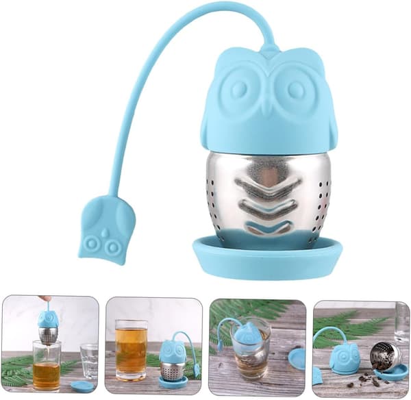2 stk. rustfritt stål matkvalitets silikon blått håndtak gjenbrukbar te-infuser for løsbladbrygging