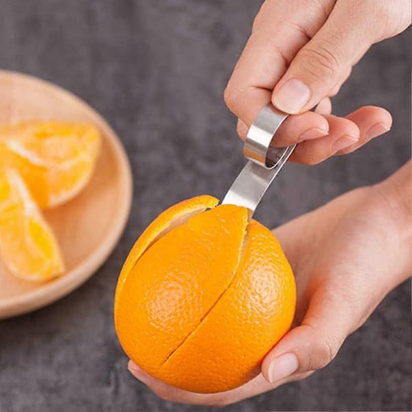 2 stk appelsinskrellerring i rustfritt stål Fruktskreller Sitrus Grapefruktskreller Appelsinåpner for hjemmekjøkken