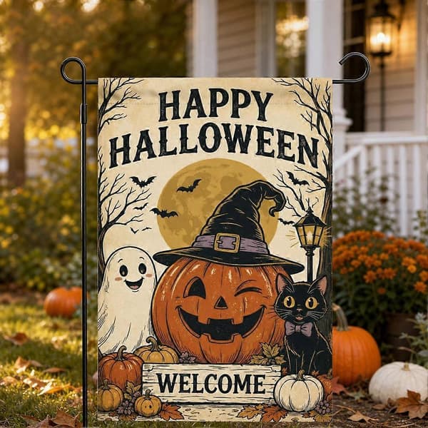Halloween Hageflagg Værbestandig Trykk Festlig Design Enkel Montering A 30*45CM