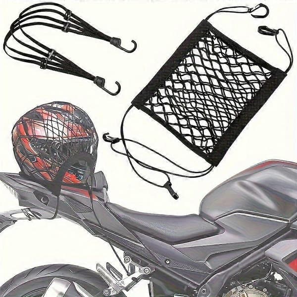 2 stk. elastiske bindereb med net, sorte krogstropper til opbevaring af motorcykel, cykel, scooterhjelm 2pcs