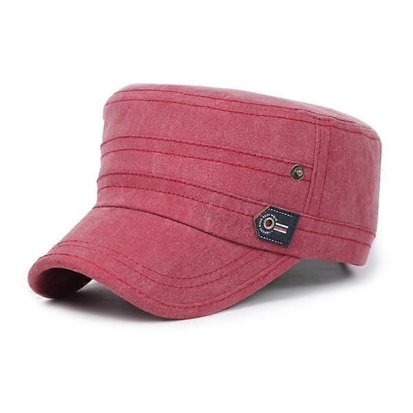 [NORTHWOOD] Solid Black Flat Top Cap til mænd kvinder Bone Military Hat Summer Sun Visor Dad Hat Gorras Trucker Cap red 56-60cm
