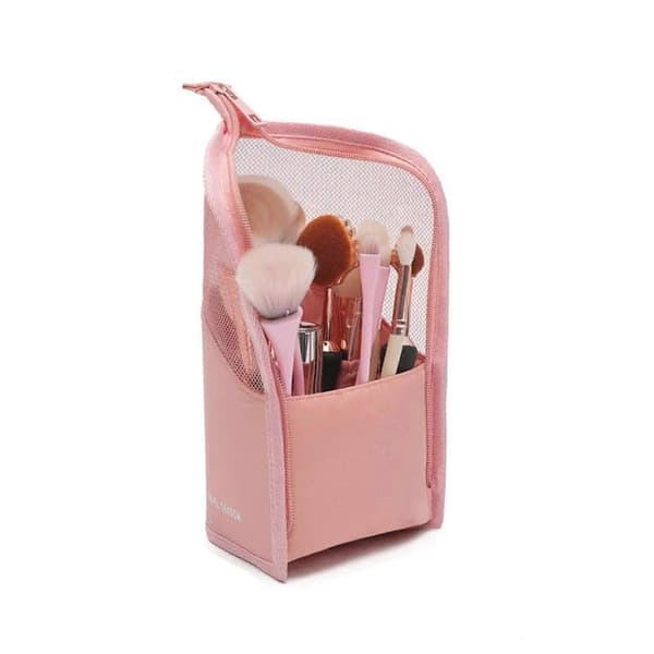 Makeupbørstetaske Halvklar Stående Lynlåspung (Pink)