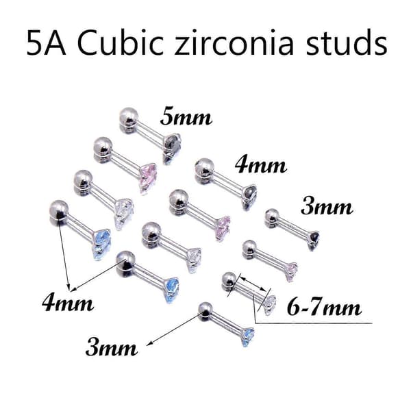 5MM Cubic Zirconia Stud Skruebakside Sterling Sølv Øredobber for Kvinner, Diamanthvit