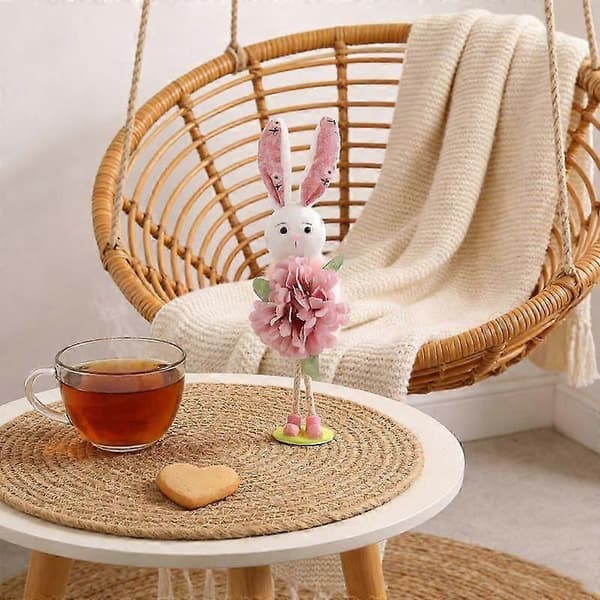 Kaninfigur i harpiks til forårsindretning 20.00X8.00X7.00CM Rosa
