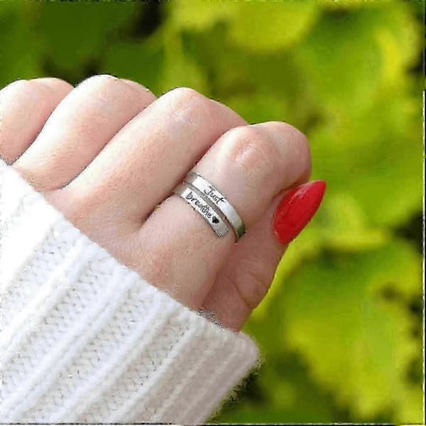 Bare Pust-ring for kvinner, justerbar hjertering, spiralformede helbredende ringer i rustfritt stål, inspirerende gave QHHJV Gold One Size